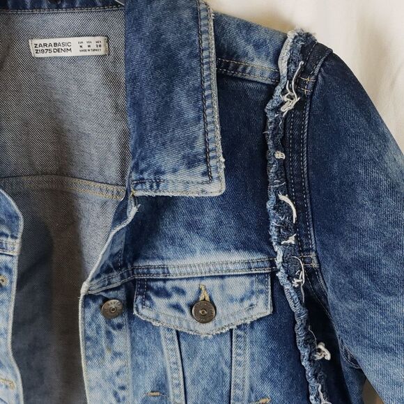Zara Women's Medium Distressed Jean Jacket - Picture 6 of 15
